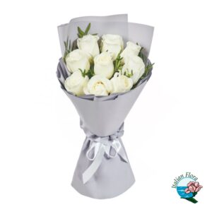 bouquet di 9 rose bianche