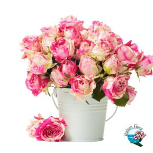 Bouquet di rose screziate rosa